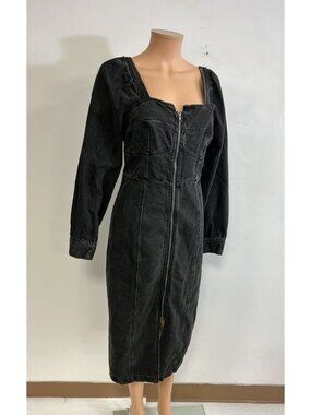 Future Collective Black Denim Maxi Dress Womens 14